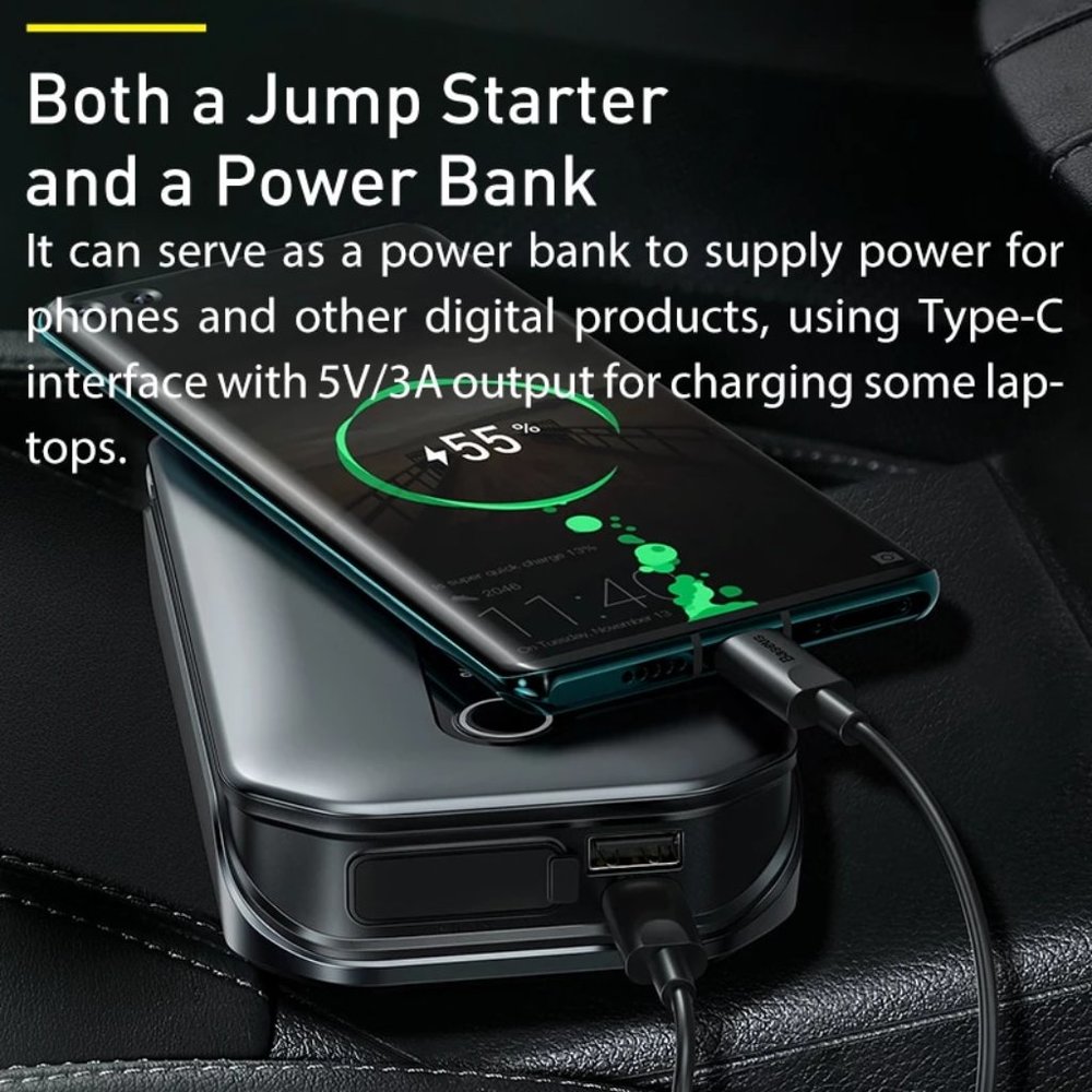 Baseus 1000A Car Jump Starter Power Bank 12000mAh Portable Battery Booster